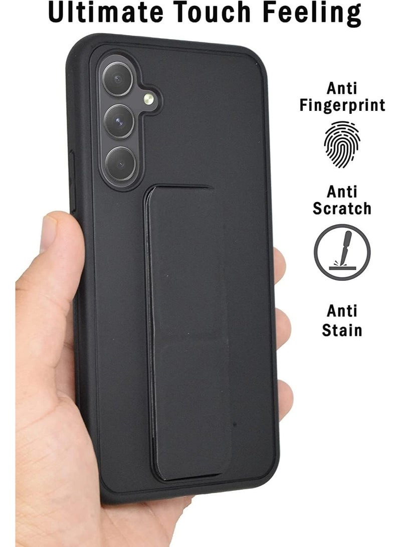 3-in-1 Magnetic Wrist Strap Hand Grip Stand Back Case Cover for Samsung Galaxy A55 Black - Image 2